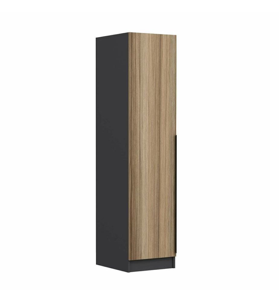Wardrobe, Walnut, Anthracite, 100% MELAMINE COATED PARTICLE BOARD