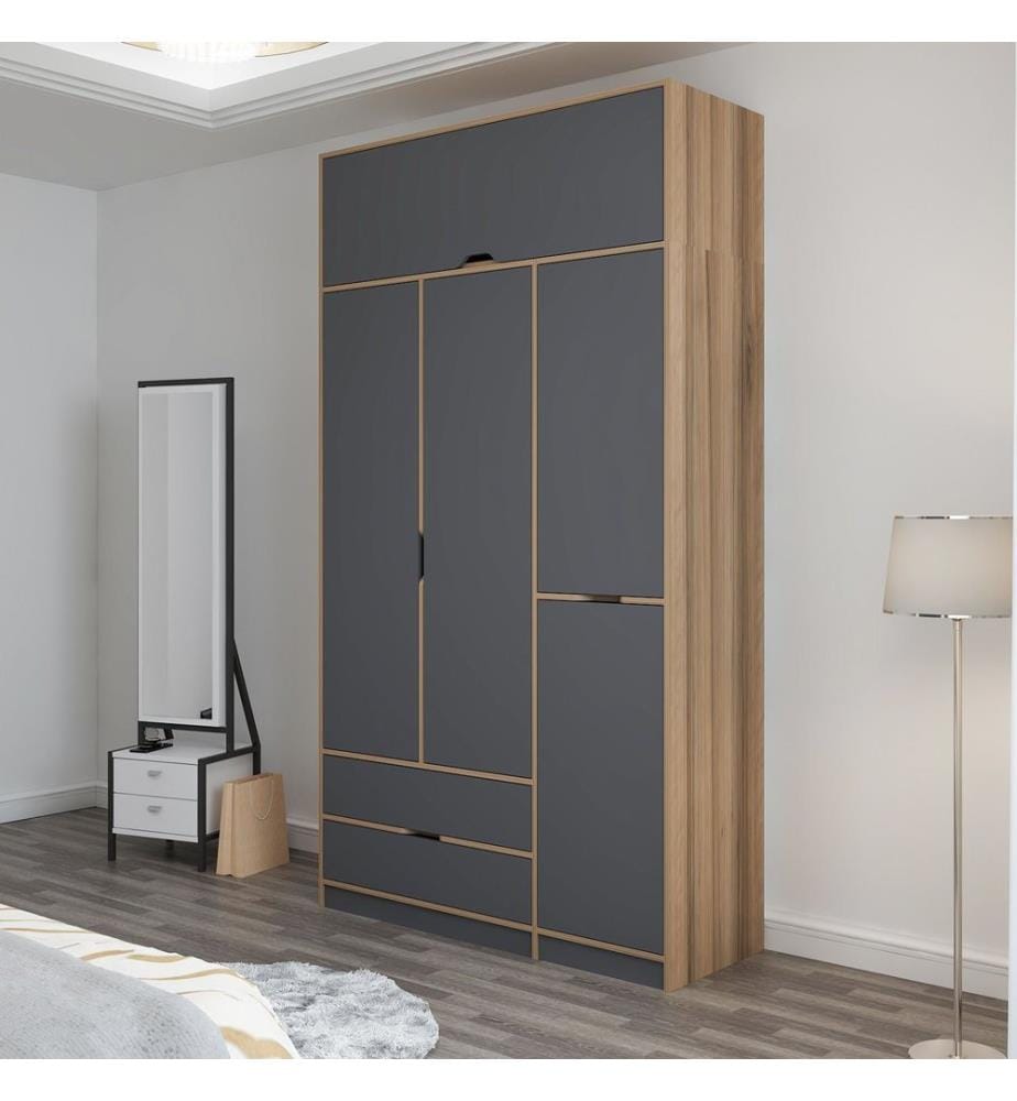 Wardrobe, Anthracite, Dore, 100% MELAMINE COATED PARTICLE BOARD
