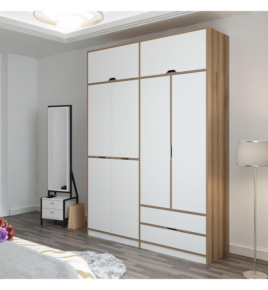 Wardrobe, White, Dore, 100% MELAMINE COATED PARTICLE BOARD