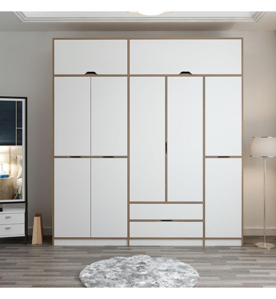 Wardrobe, White, Dore, 100% MELAMINE COATED PARTICLE BOARD