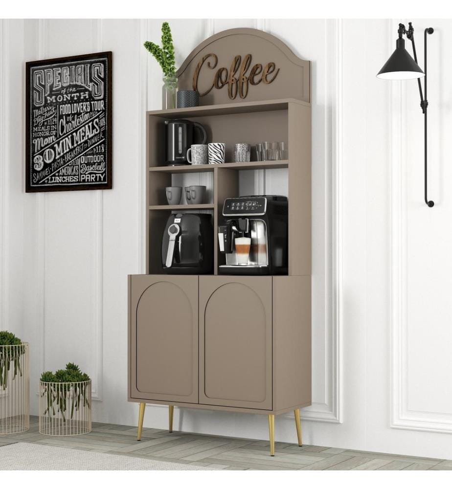 Kaffeebar-Schrank, Atlas, Gold, 100 % MELAMINBESCHICHTETE SPANPLATTE