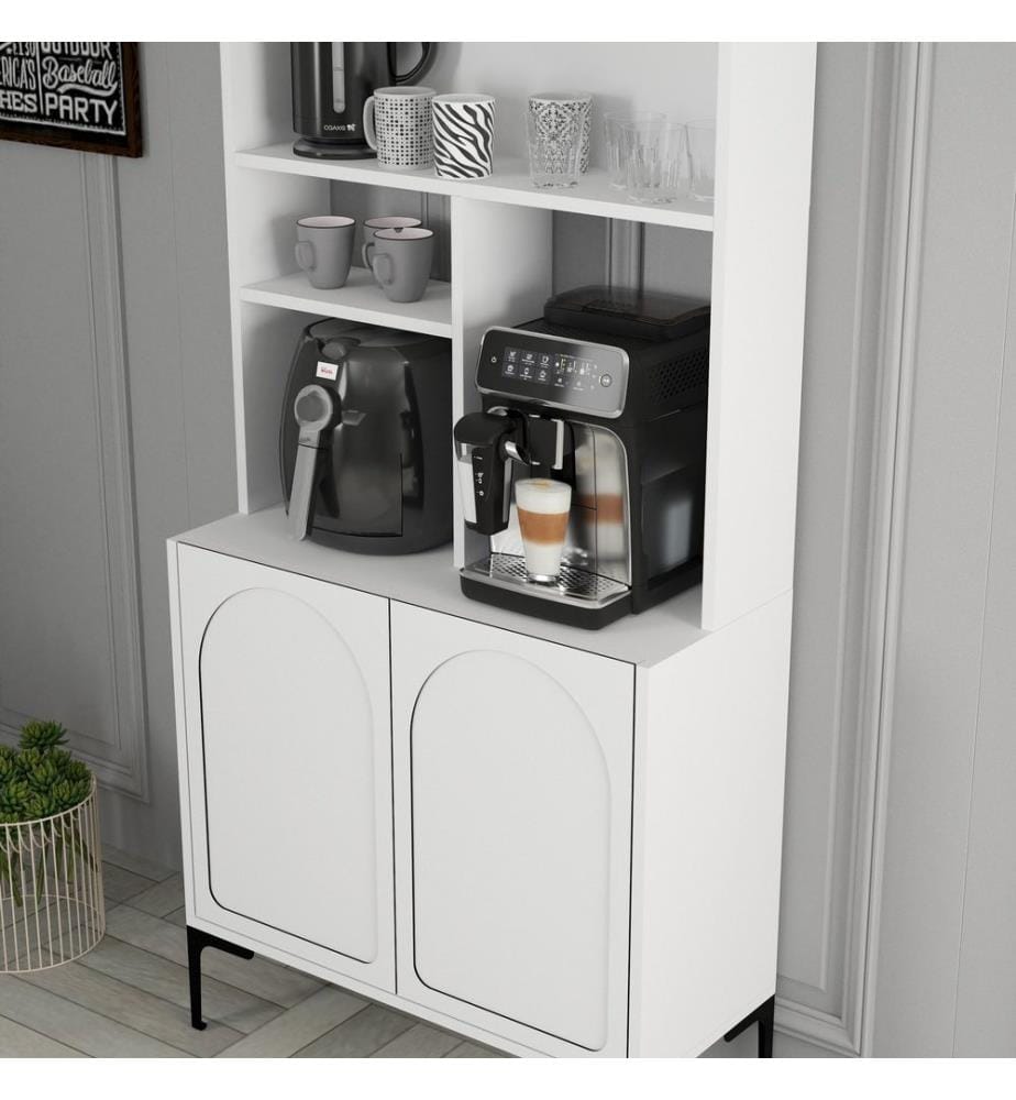 Coffee Bar Cabinet, White, Black, 100% MELAMINE COATED PARTICLE BOARD
