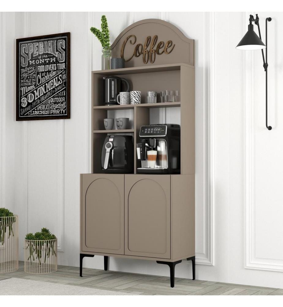 Kaffeebar-Schrank, Atlas, Schwarz, 100 % MELAMINBESCHICHTETE SPANPLATTE