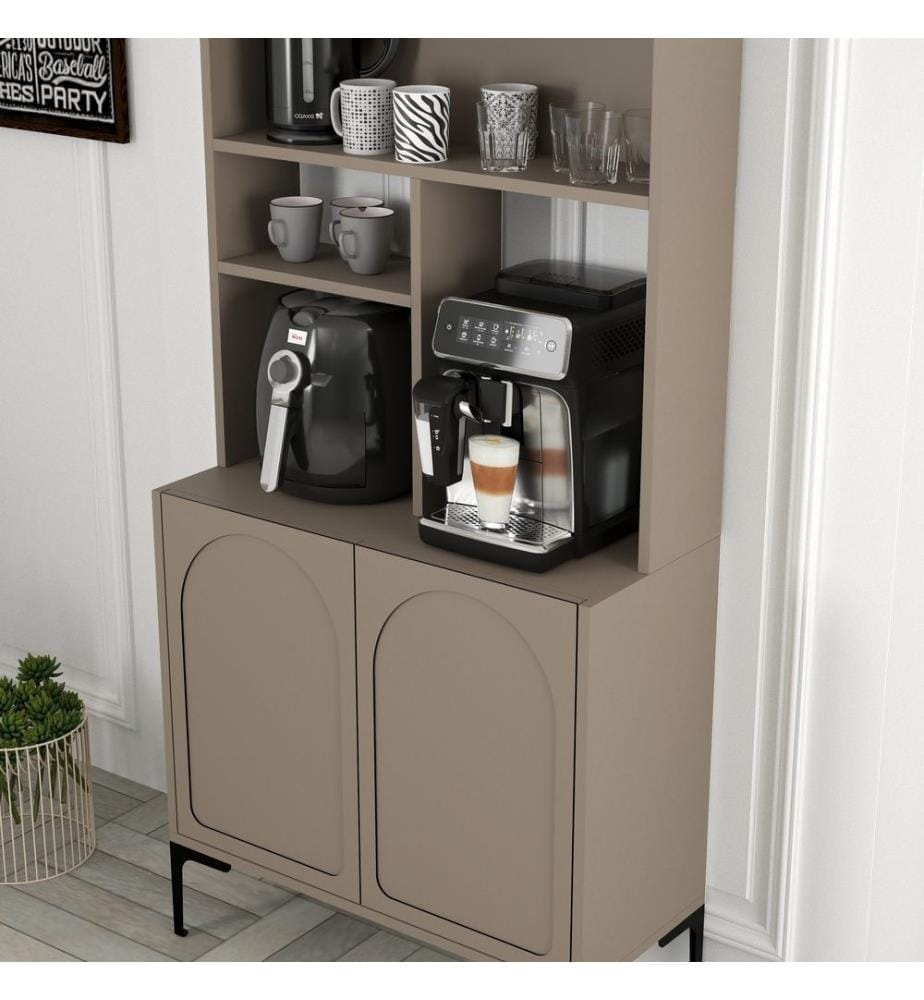 Kaffeebar-Schrank, Atlas, Schwarz, 100 % MELAMINBESCHICHTETE SPANPLATTE