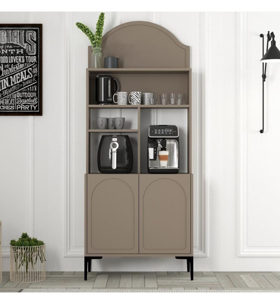 Kaffeebar-Schrank, Atlas, Schwarz, 100 % MELAMINBESCHICHTETE SPANPLATTE
