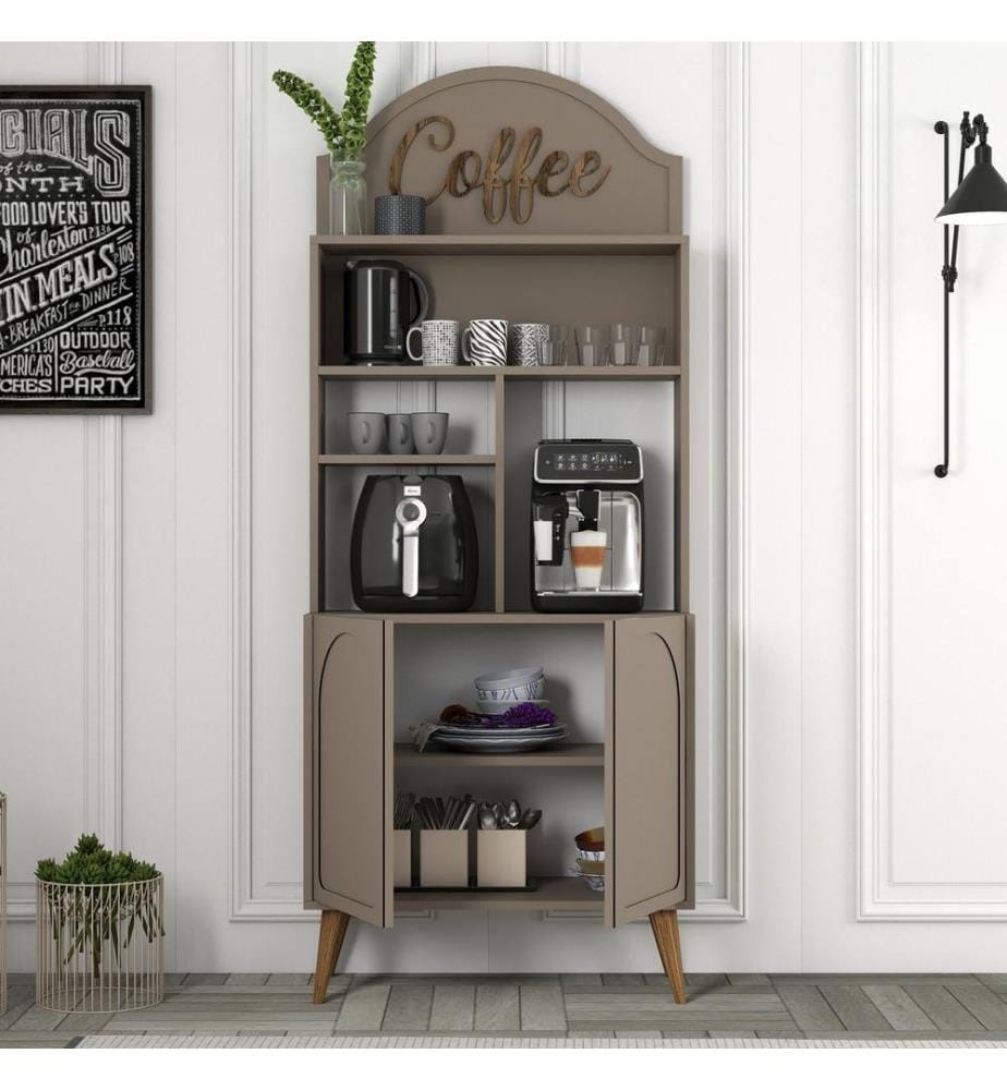 Coffee Bar Cabinet, Atlas, Walnut, 100% MELAMINE COATED PARTICLE BOARD