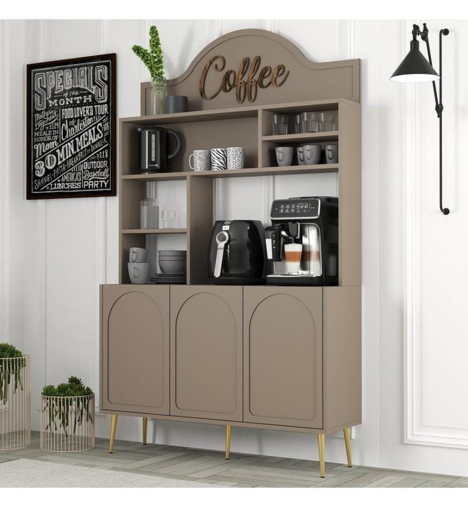Coffee Bar Cabinet, Atlas, Gold, 100% MELAMINE COATED PARTICLE BOARD