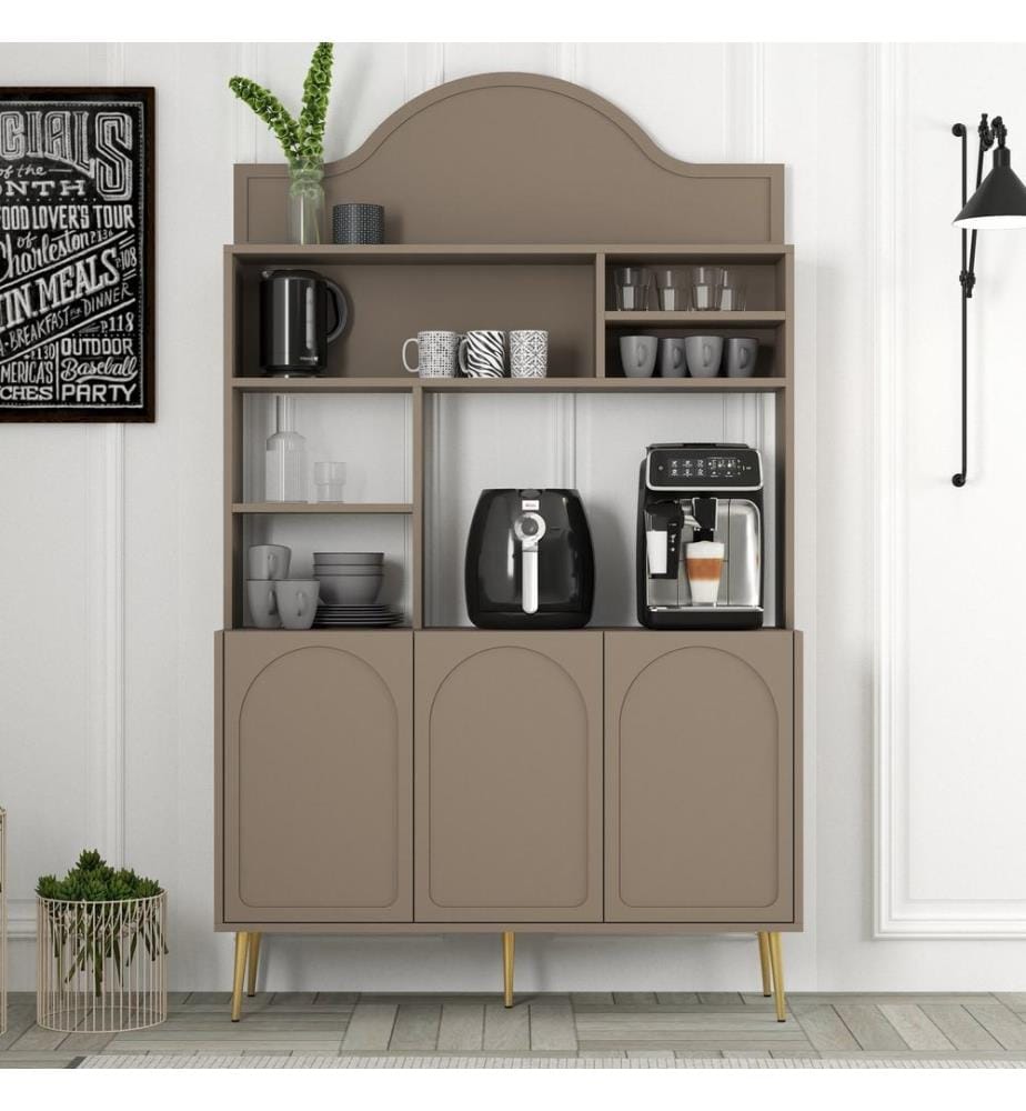 Coffee Bar Cabinet, Atlas, Gold, 100% MELAMINE COATED PARTICLE BOARD