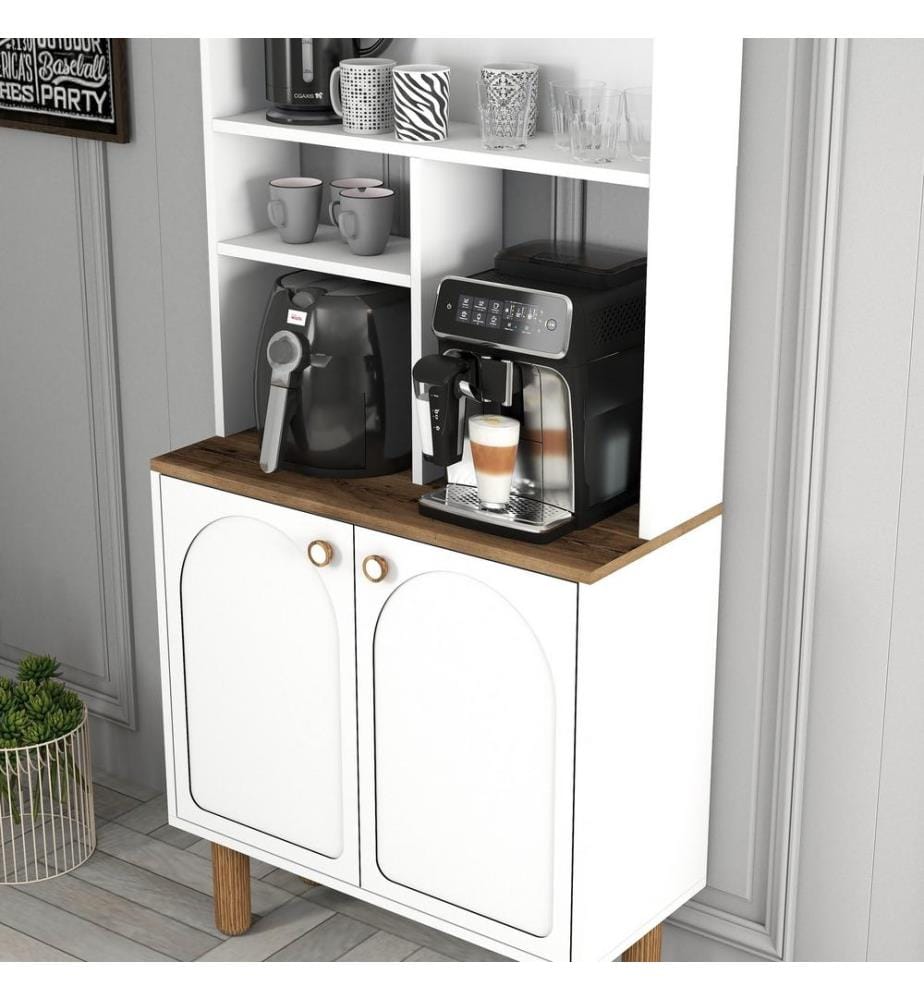 Coffee Bar Cabinet, White, 100% MELAMINE COATED PARTICLE BOARD