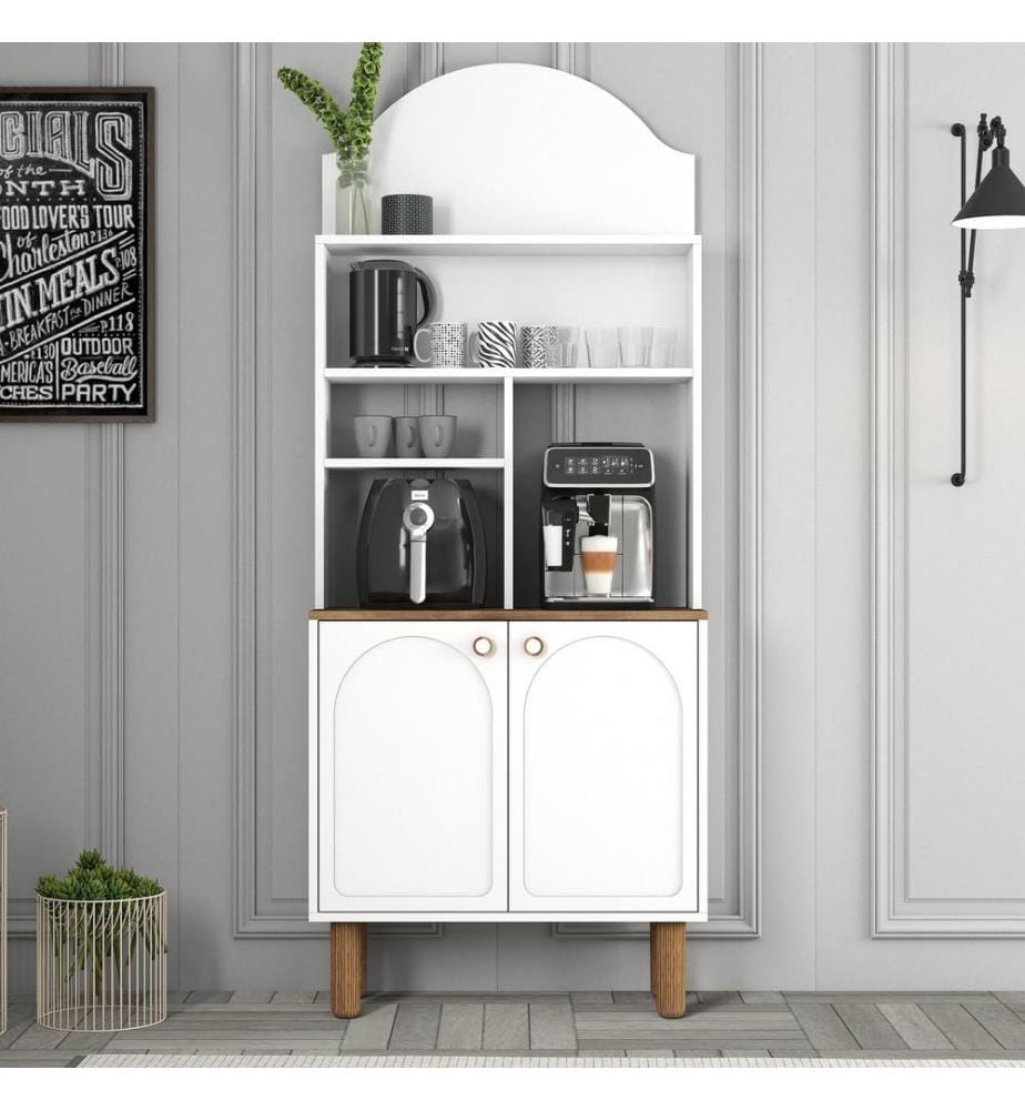 Coffee Bar Cabinet, White, 100% MELAMINE COATED PARTICLE BOARD