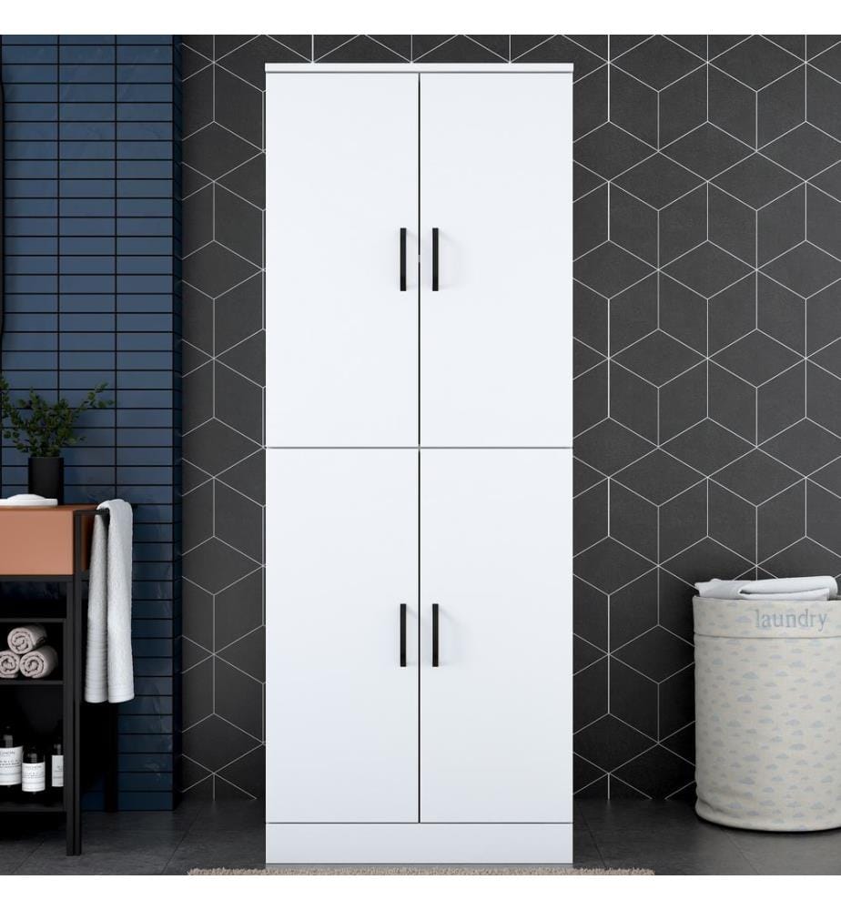 Meuble pour machine à laver, blanc, 100 % MÉLAMINE ENDUITE, PANNEAU DE PARTICULES DE QUALITÉ E1