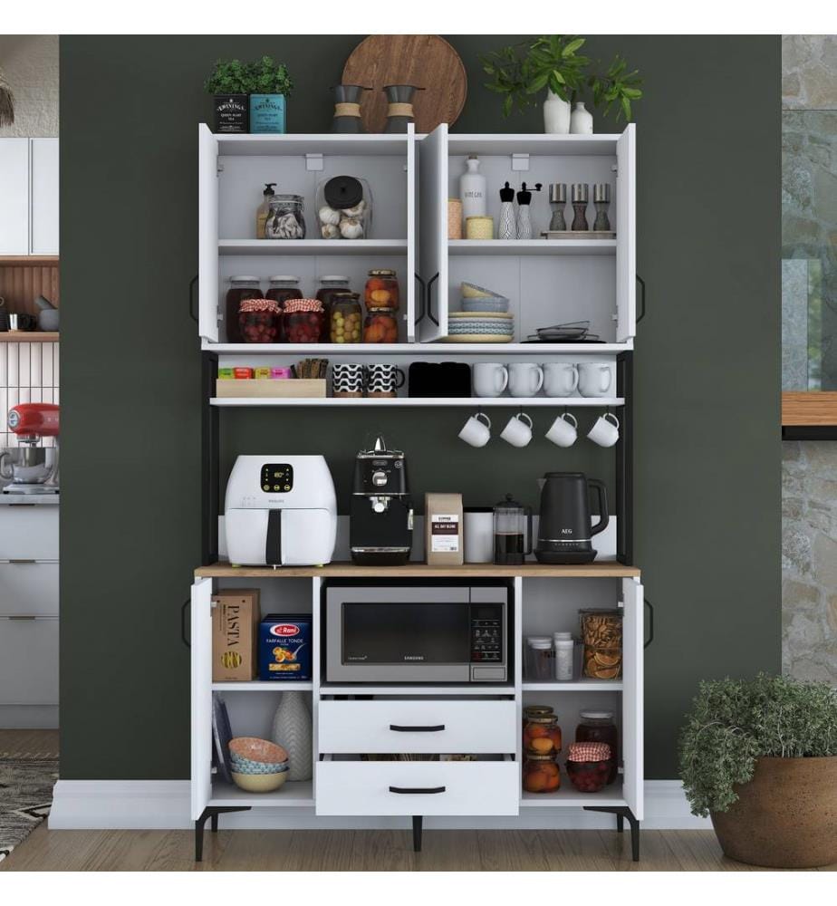 Multi Purpose Cabinet, White, Walnut, 100% MELAMINE COATED E1 QUALITY CHIPBOARD