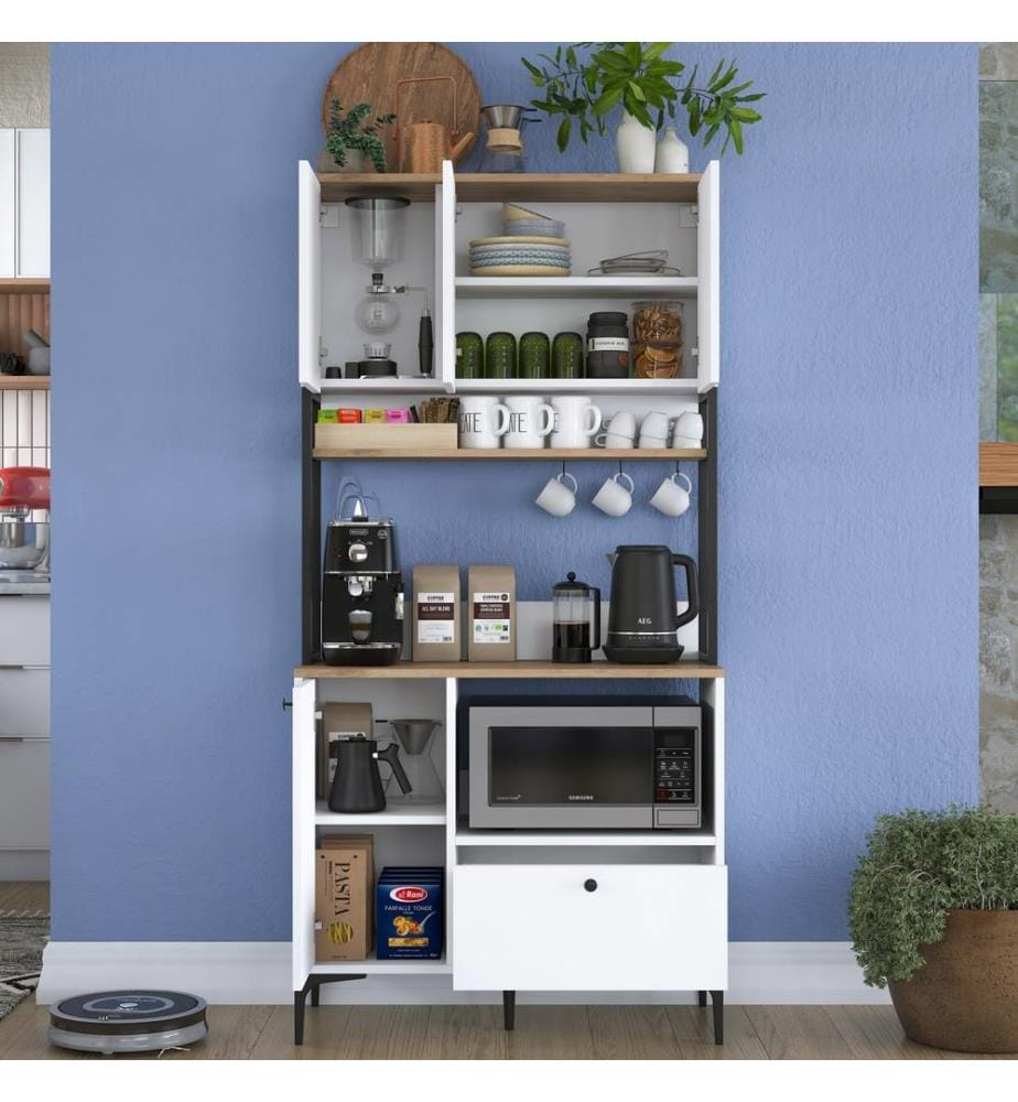 Multi Purpose Cabinet, White, Walnut, 100% MELAMINE COATED E1 QUALITY CHIPBOARD