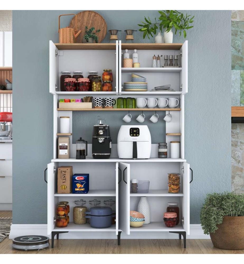 Multi Purpose Cabinet, White, Walnut, 100% MELAMINE COATED E1 QUALITY CHIPBOARD