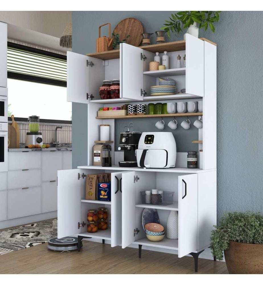 Multi Purpose Cabinet, White, Walnut, 100% MELAMINE COATED E1 QUALITY CHIPBOARD