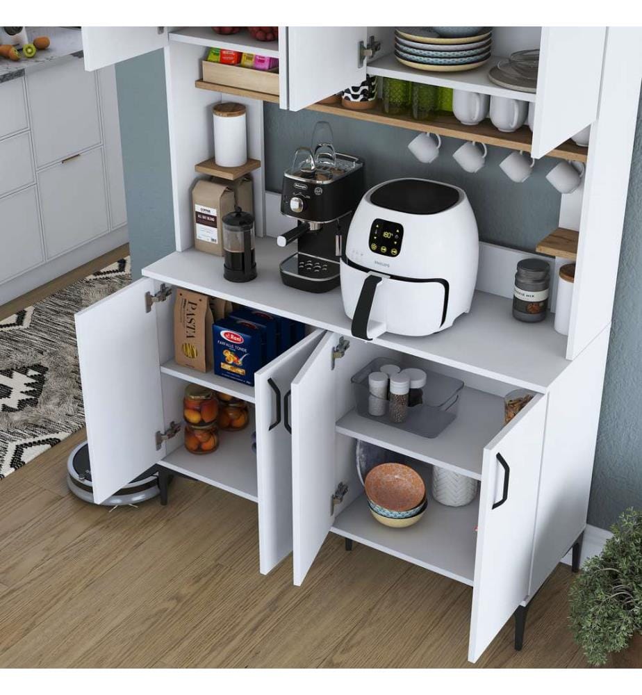 Multi Purpose Cabinet, White, Walnut, 100% MELAMINE COATED E1 QUALITY CHIPBOARD