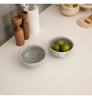 Set di ciotole, 2 pezzi, grigio, 100% marmo grigio Verona