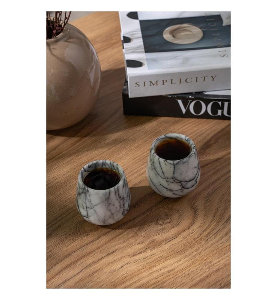 Coffee Cup, 2 Pieces, White, 100% SICILY LILA MARBLE