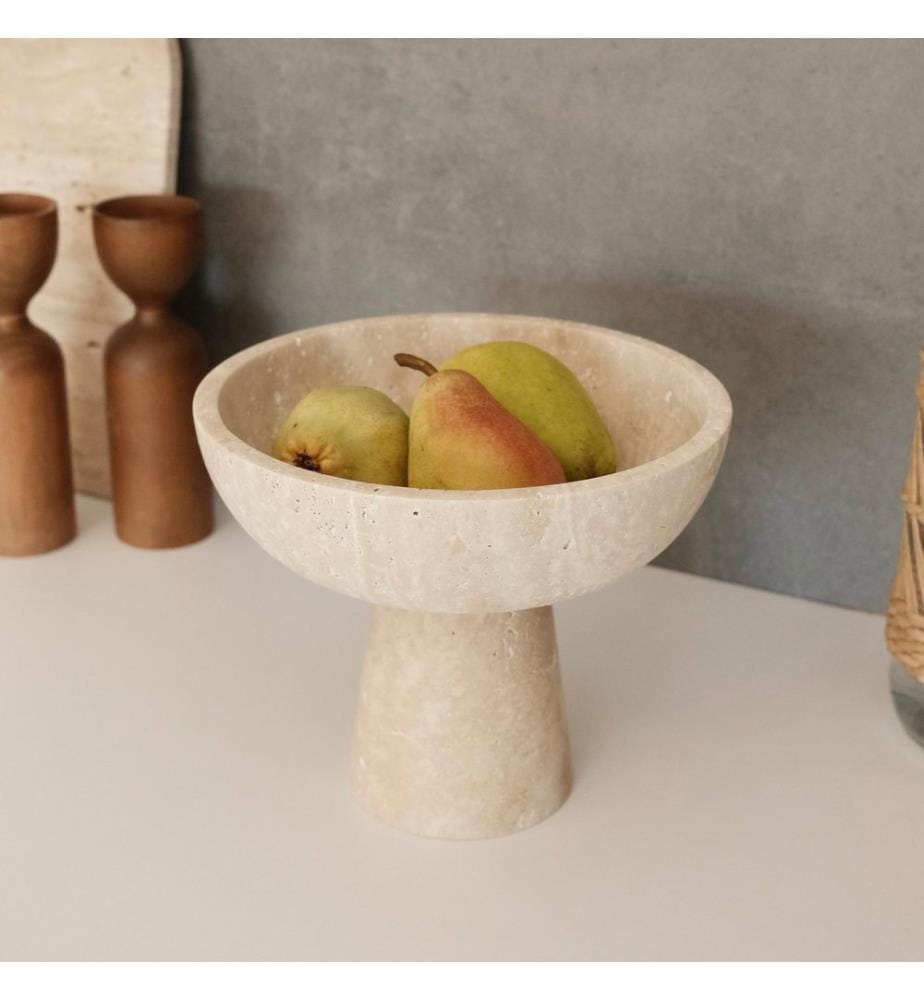 Schale, beige, 100 % TRAVERTIN-Marmor