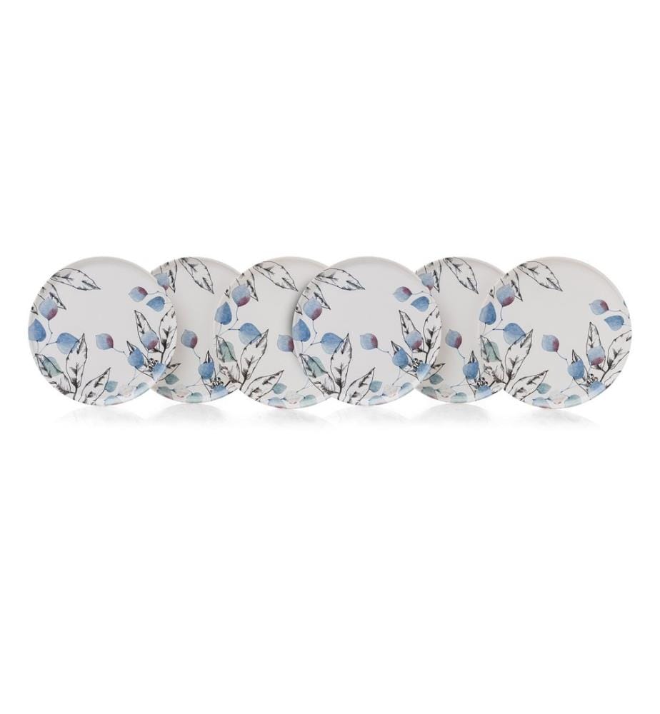 Service Plate Set, 6 Pieces, Multicolor, 100% Ceramic, Antibacterial