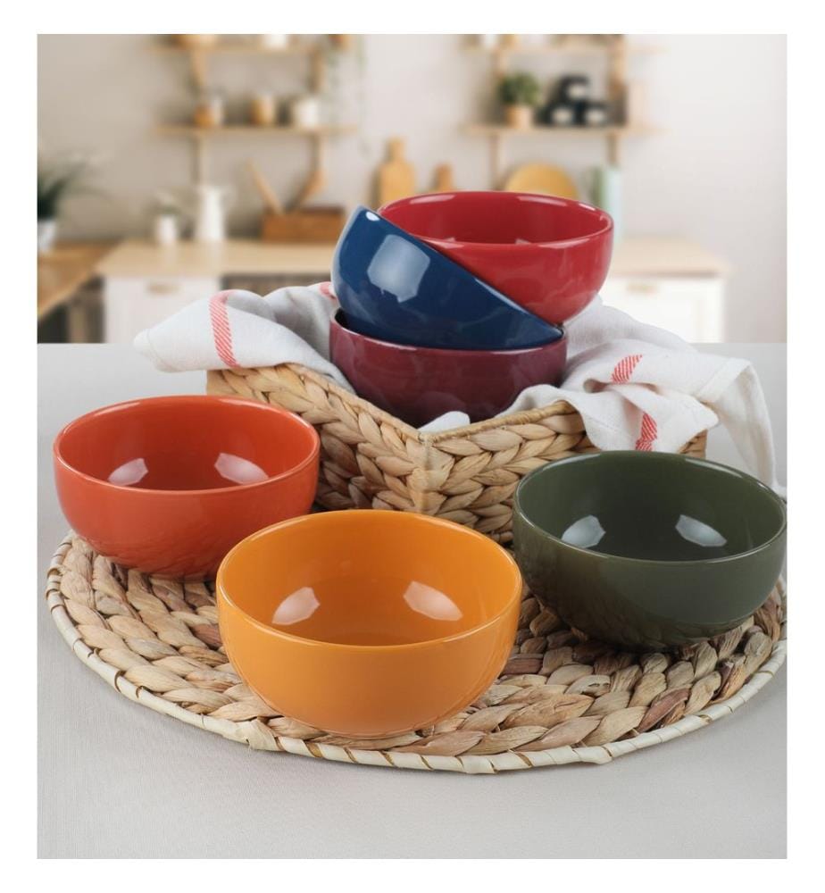 Ceramic Bowl Set, 6 Pieces, Multicolor, 100% Ceramic, Antibacterial