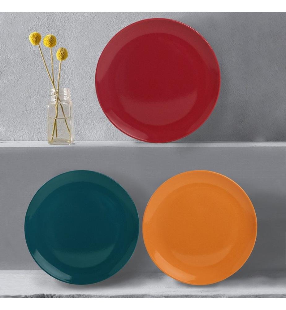 Ceramic Dessert Plate Set, 6 Pieces, Multicolor, 100% Ceramic