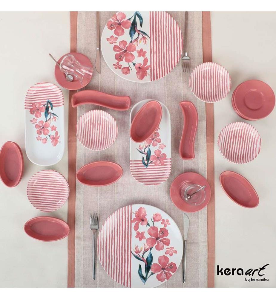 Breakfast Set, 28 Pieces, Multicolor, 100% Ceramic