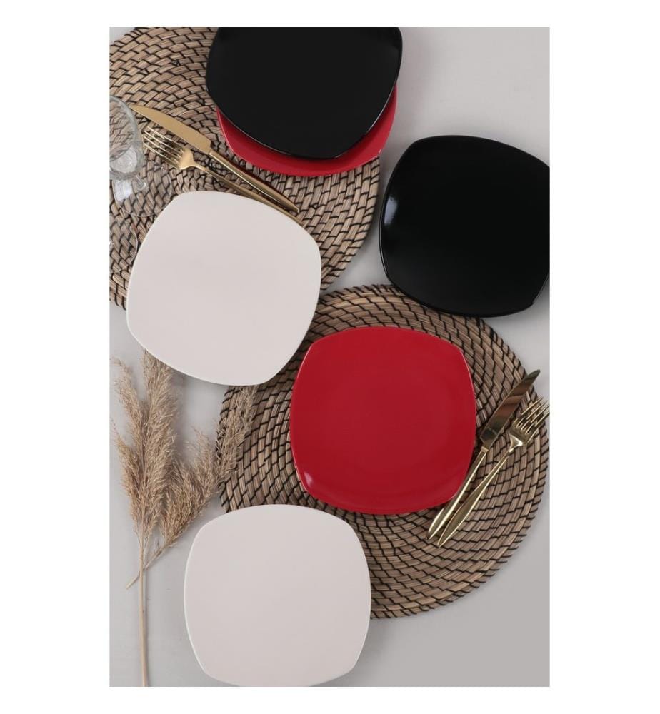 Dessert Plate Set, 6 Pieces, Multicolor, 100% Ceramic, Antibacterial