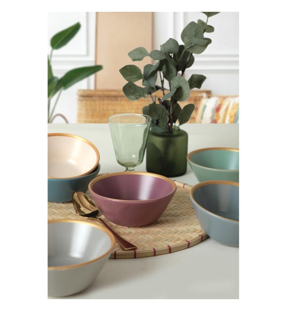 Bowl Set, 6 Pieces, Multicolor, 100% Ceramic, Antibacterial
