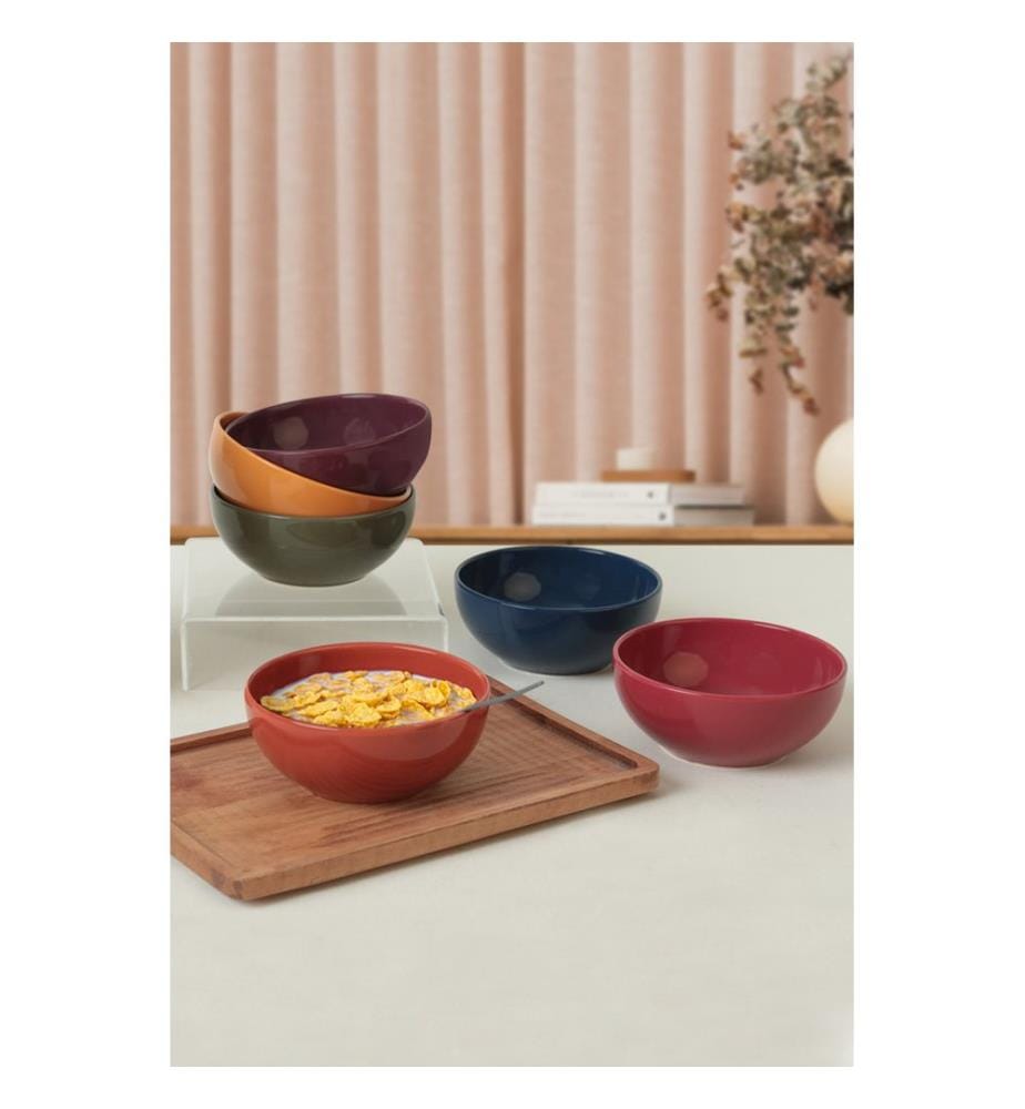 Bowl Set, 6 Pieces, Multicolor, 100% Ceramic, Antibacterial
