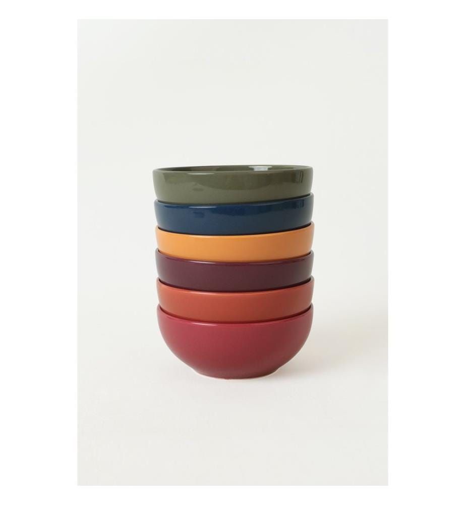 Bowl Set, 6 Pieces, Multicolor, 100% Ceramic, Antibacterial
