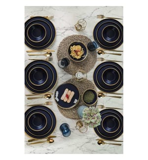 Servizio da tavola in ceramica, 24 pezzi, Blu scuro, 100% Ceramic, Antibatterico