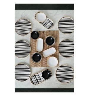 Breakfast Set, 18 Pieces, Black, White, 100% Ceramic, Antibacterial