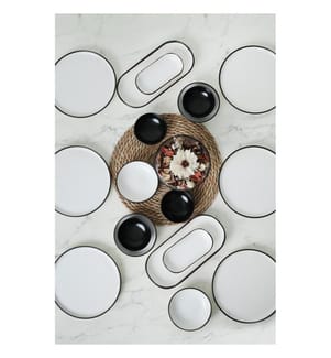 Breakfast Set, 18 Pieces, Black,White, 100% CERAMIC