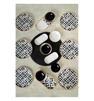 Breakfast Set, 18 Pieces, Black, White, 100% Ceramic, Antibacterial