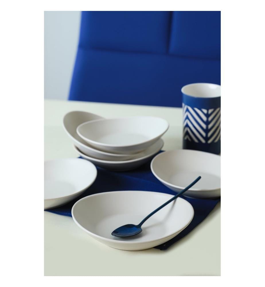 Plate Set, 6 Pieces, Matte White, 100% Ceramic, Antibacterial