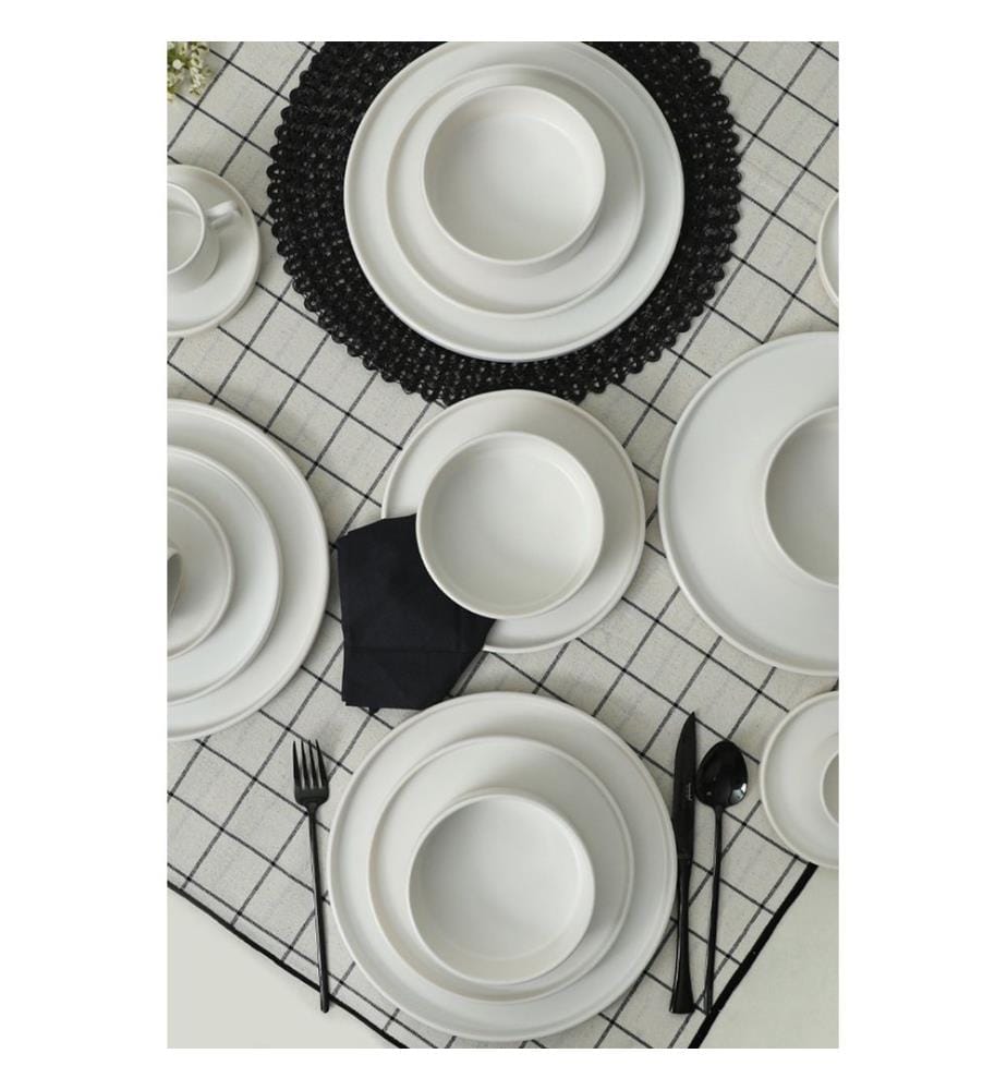Ceramic Dinner Set, 20 Pieces, Matte White, 100% Ceramic, Antibacterial