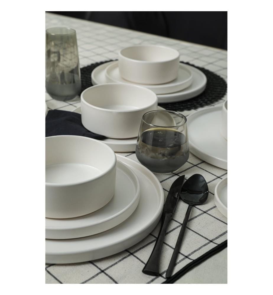 Ceramic Dinner Set, 20 Pieces, Matte White, 100% Ceramic, Antibacterial