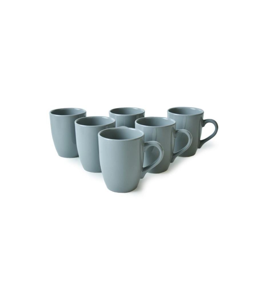 Set di tazze, 6 pezzi, Grigio, 100% Ceramic, Antibatterico