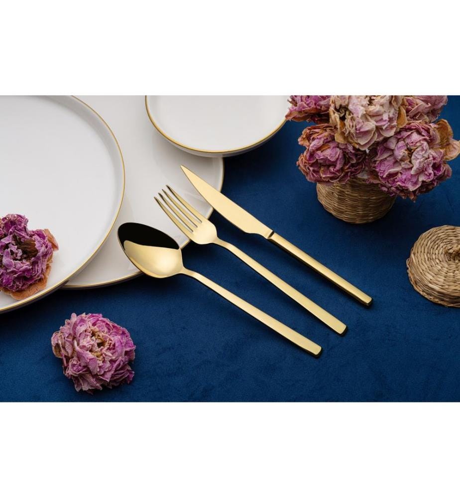 Set di posate, 12 pezzi, oro, bianco, 100% acciaio inossidabile