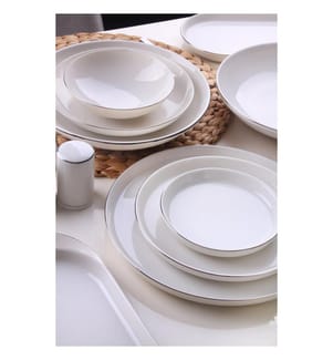 Cena, 69 Pezzi, Bianco Argento, Porcellana