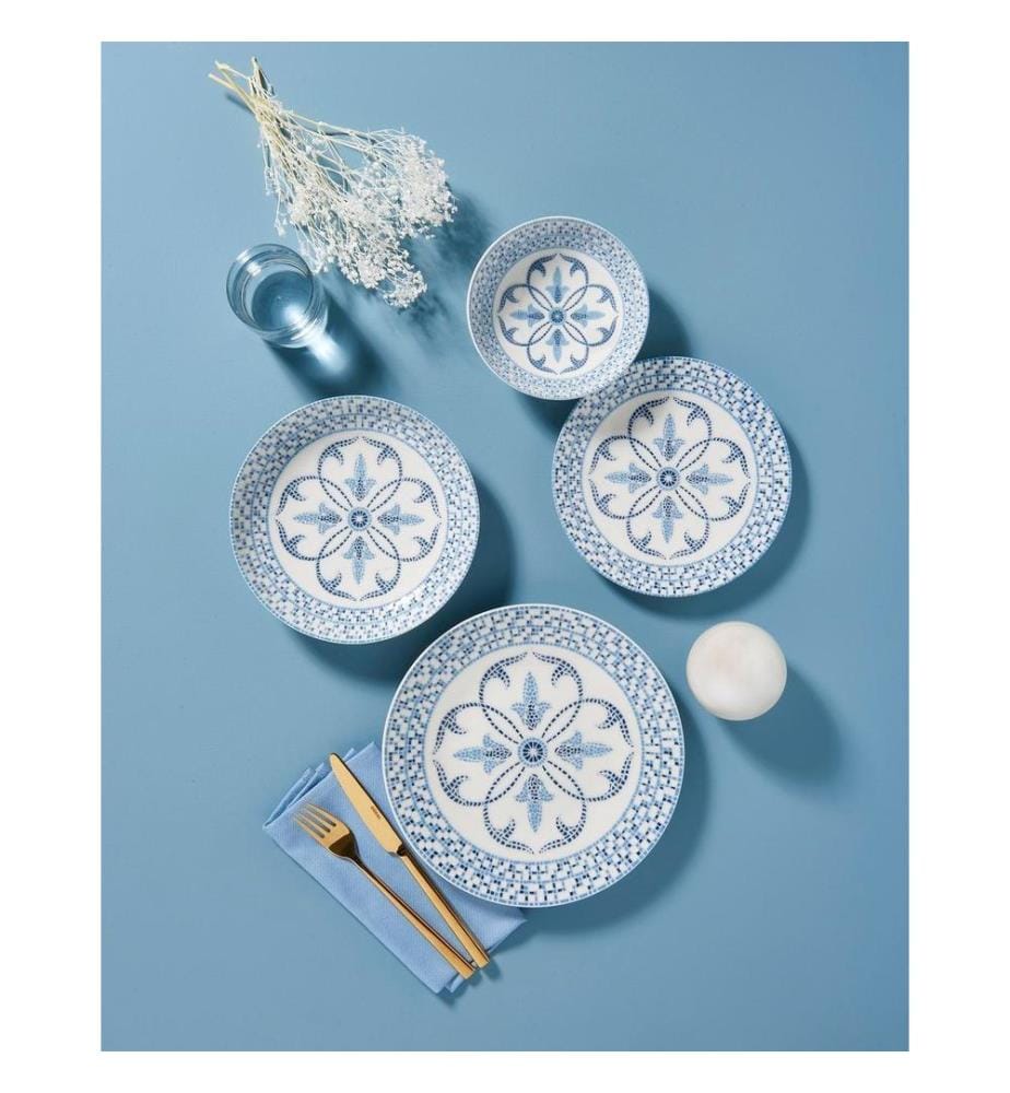 Dinner Set, 24 Pieces, Multicolor, 100% PORCELAIN