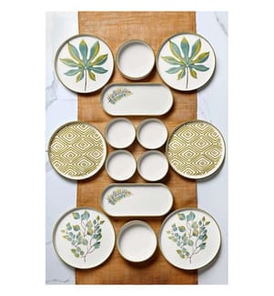 Breakfast Set, 14 Pieces, Multicolor, 100% CERAMIC
