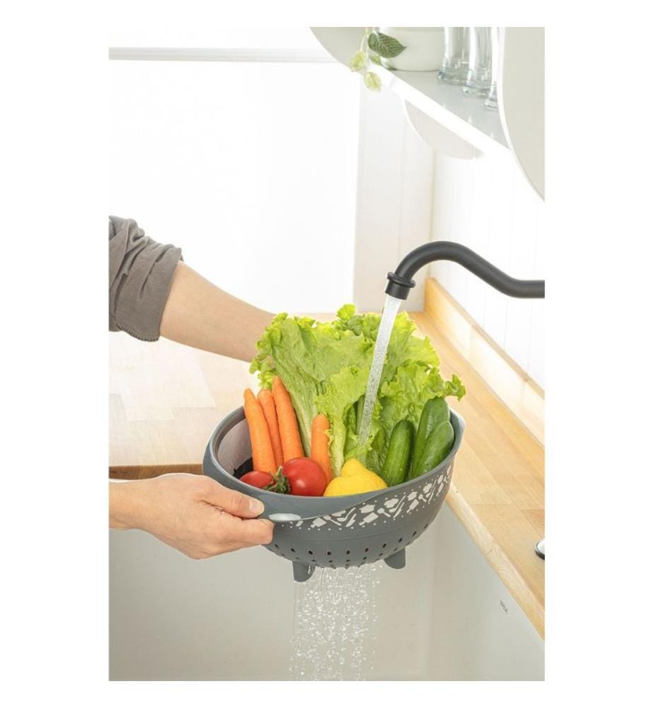 Mixing Bowl & Strainer Set, Grey, 100% PLASTIC