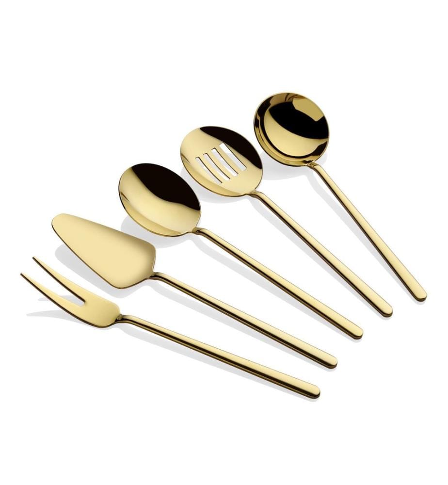 Service Set, 5 Pieces, Gold, 100% STAINLESS STEEL, PVD Titanium Coated