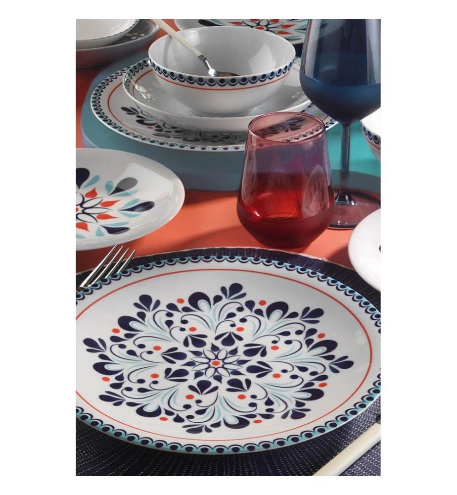Dinner Set, 24 Pieces, Multicolor, 100% Porcelain