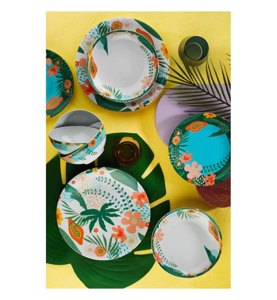 Dinner Set, 24 Pieces, Multicolor, 100% Porcelain