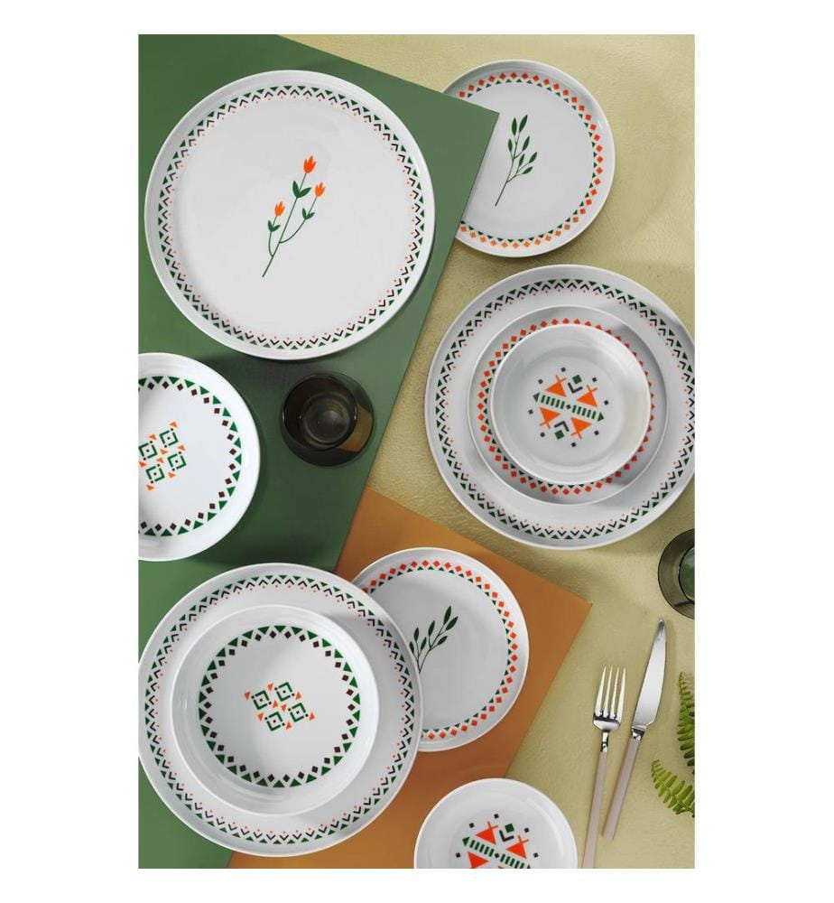Dinner Set, 24 Pieces, Multicolor, 100% Porcelain