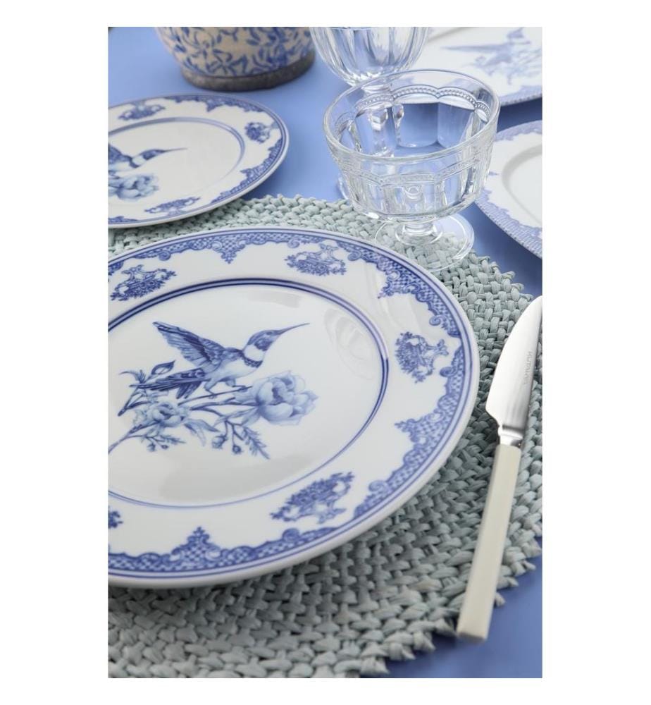 Dinner Set, 26 Pieces, Blue,White, 100% PORCELAIN