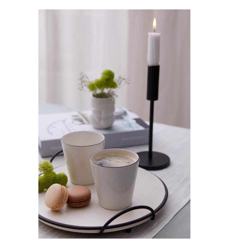Mug Set, 2 Pieces, White,Black, 100% PORCELAIN